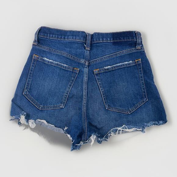 Abercrombie & Fitch High Rise Cutoff Denim Shorts Size 26 2 Blue Distressed - Picture 2 of 4